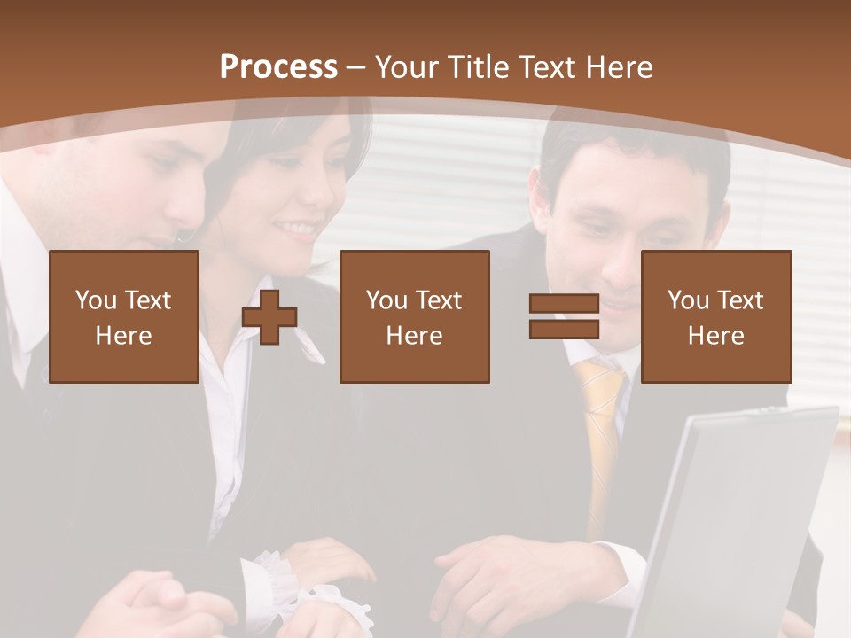 A Group Of People Sitting At A Table With A Laptop PowerPoint Template