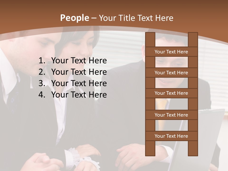 A Group Of People Sitting At A Table With A Laptop PowerPoint Template