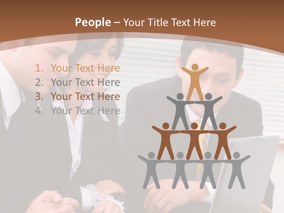 A Group Of People Sitting At A Table With A Laptop PowerPoint Template