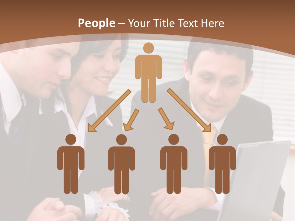 A Group Of People Sitting At A Table With A Laptop PowerPoint Template