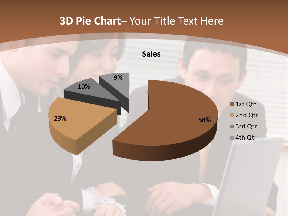 A Group Of People Sitting At A Table With A Laptop PowerPoint Template