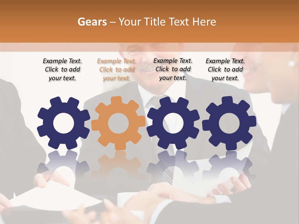 A Group Of Business People Sitting Around A Table PowerPoint Template