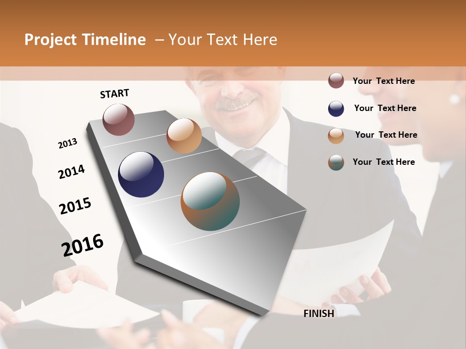 A Group Of Business People Sitting Around A Table PowerPoint Template