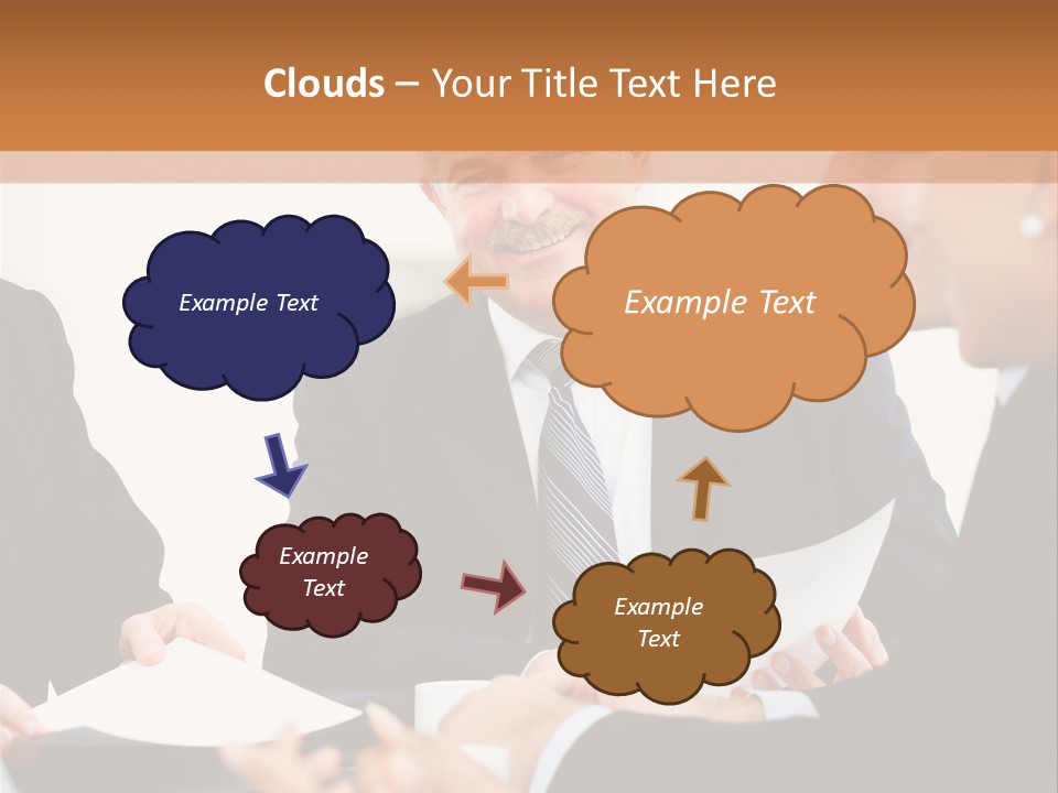 A Group Of Business People Sitting Around A Table PowerPoint Template