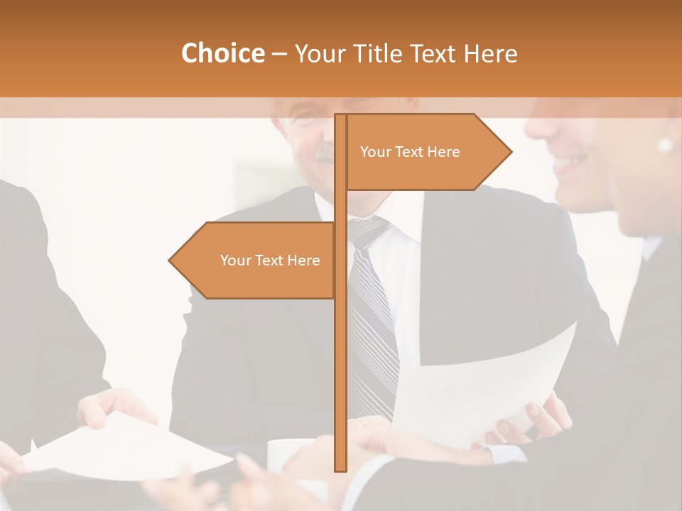 A Group Of Business People Sitting Around A Table PowerPoint Template