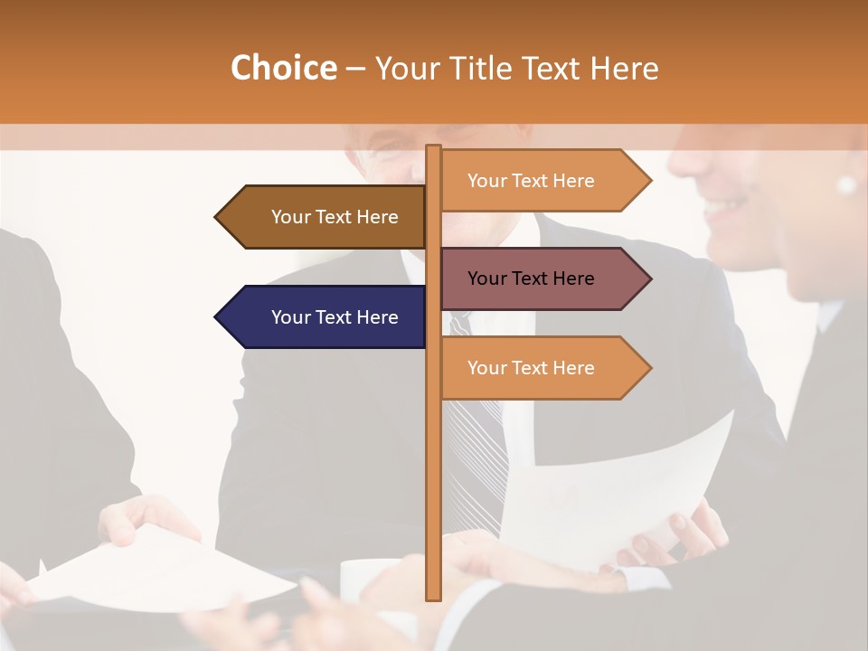 A Group Of Business People Sitting Around A Table PowerPoint Template