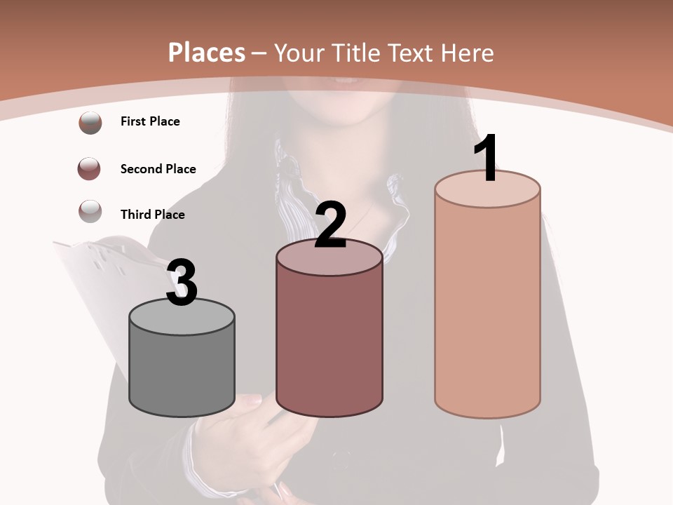 A Woman In A Business Suit Holding A Folder PowerPoint Template