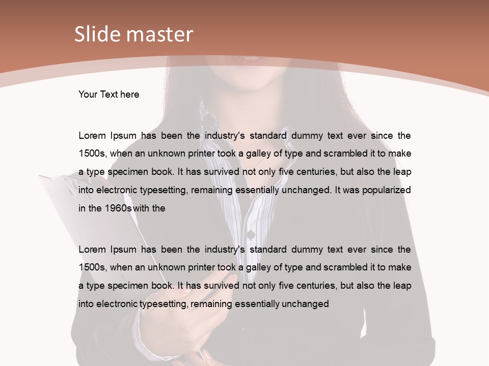 A Woman In A Business Suit Holding A Folder PowerPoint Template