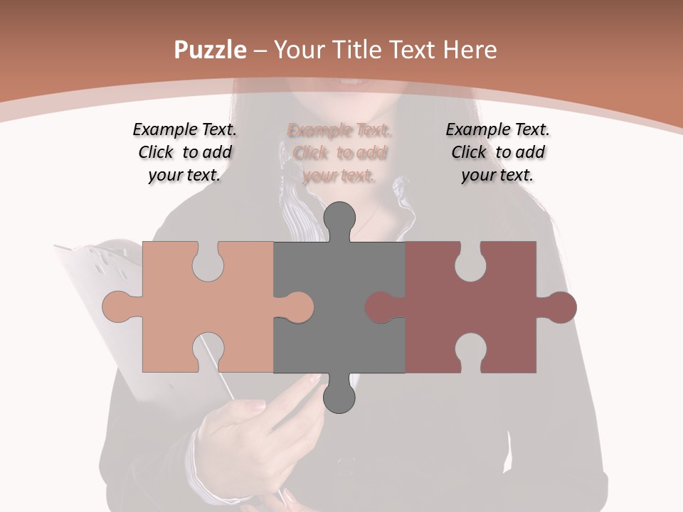 A Woman In A Business Suit Holding A Folder PowerPoint Template