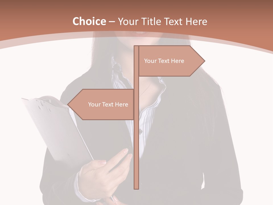 A Woman In A Business Suit Holding A Folder PowerPoint Template