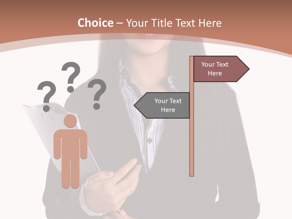 A Woman In A Business Suit Holding A Folder PowerPoint Template