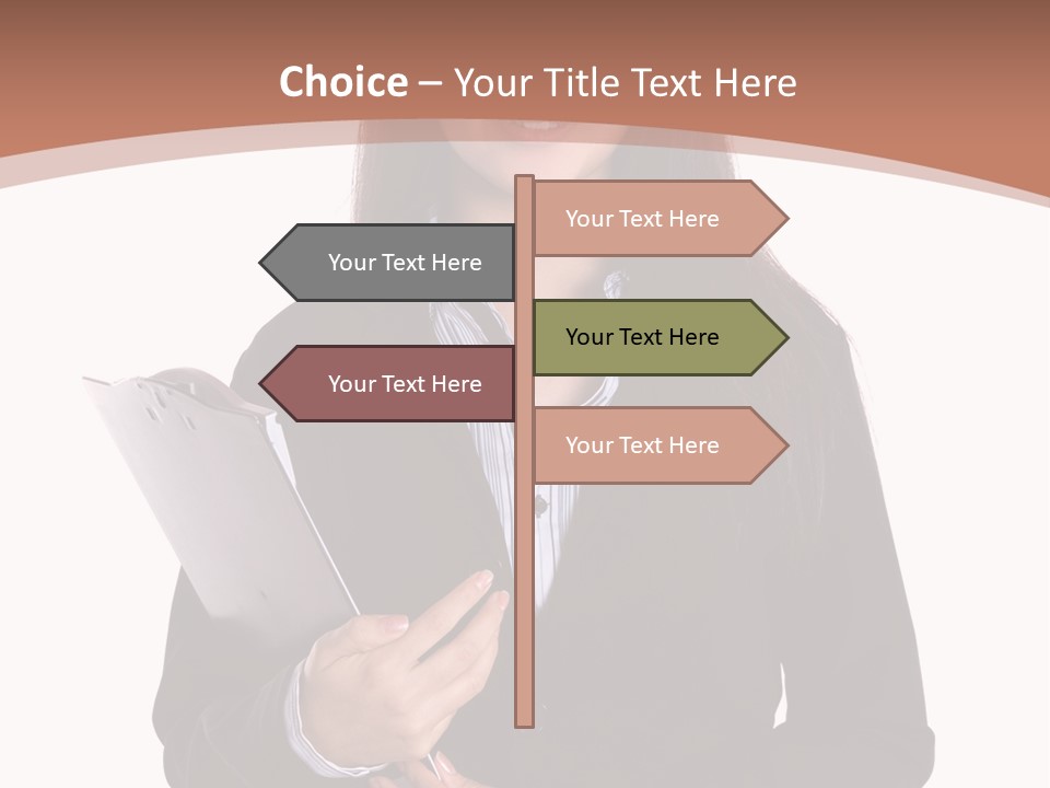 A Woman In A Business Suit Holding A Folder PowerPoint Template