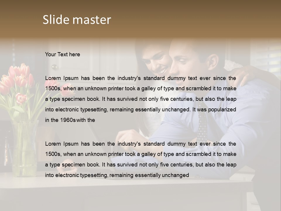 A Man And Woman Looking At A Laptop Screen PowerPoint Template