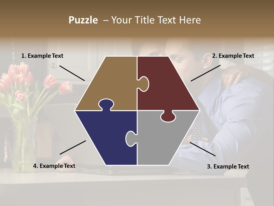 A Man And Woman Looking At A Laptop Screen PowerPoint Template