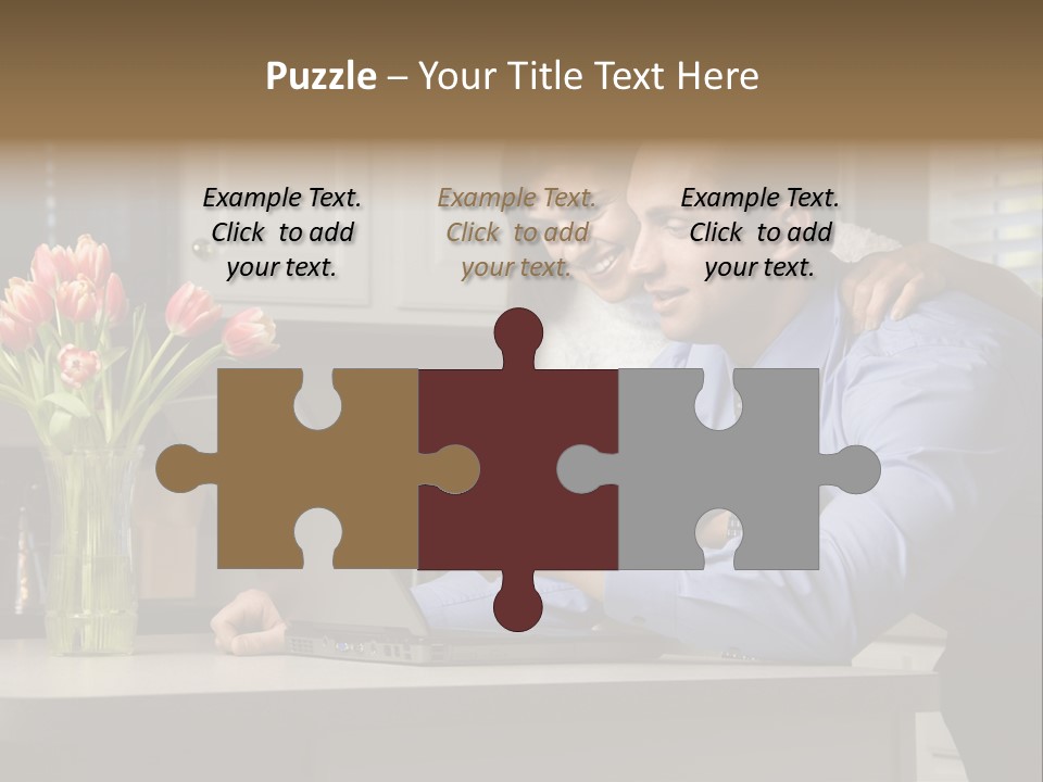 A Man And Woman Looking At A Laptop Screen PowerPoint Template