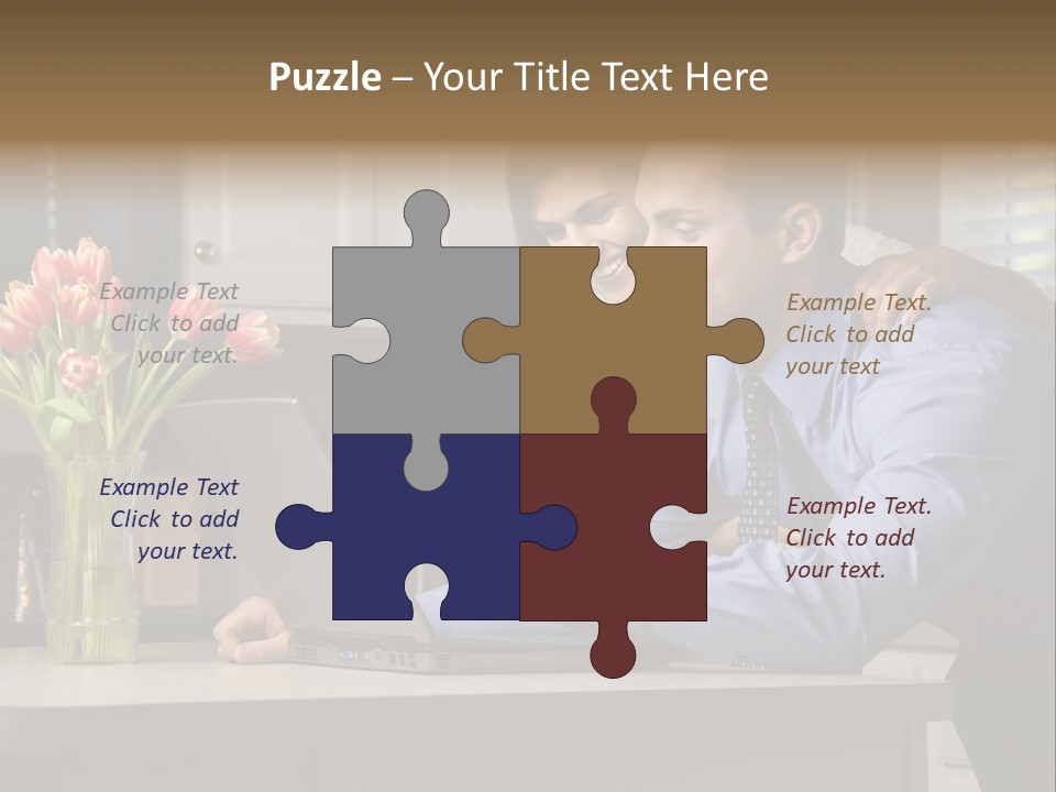 A Man And Woman Looking At A Laptop Screen PowerPoint Template