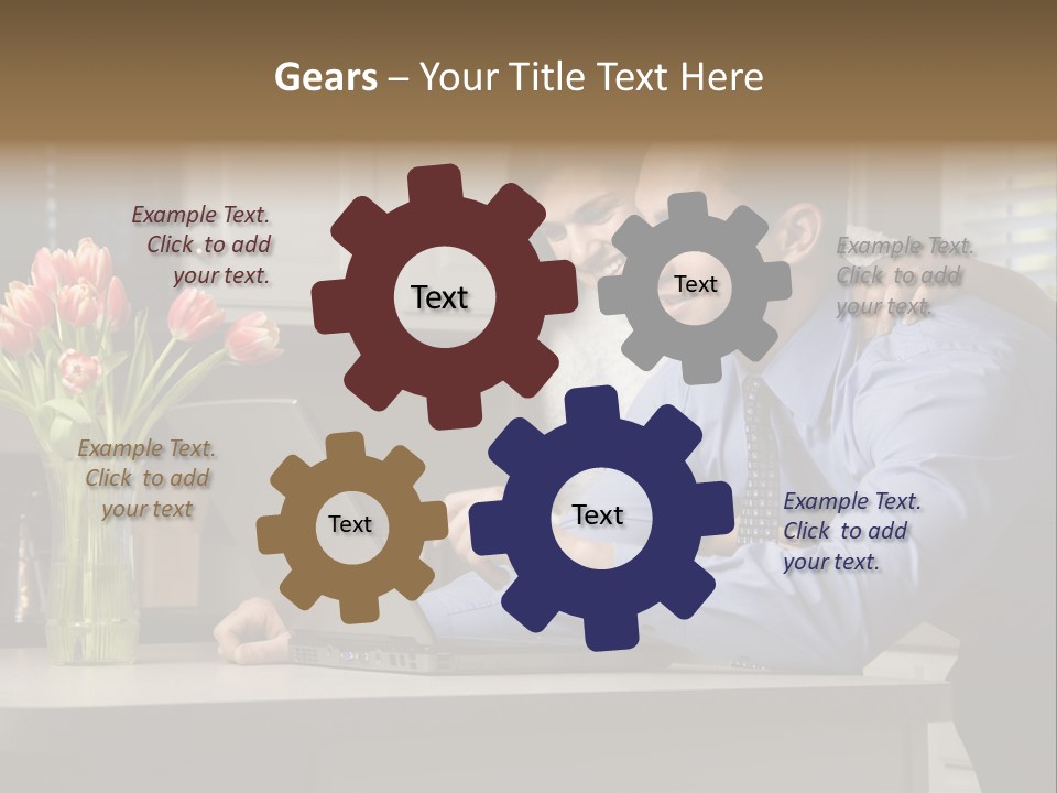 A Man And Woman Looking At A Laptop Screen PowerPoint Template