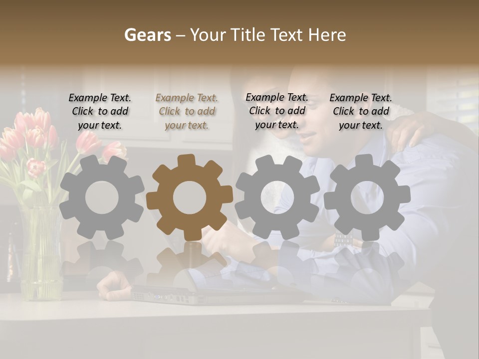 A Man And Woman Looking At A Laptop Screen PowerPoint Template