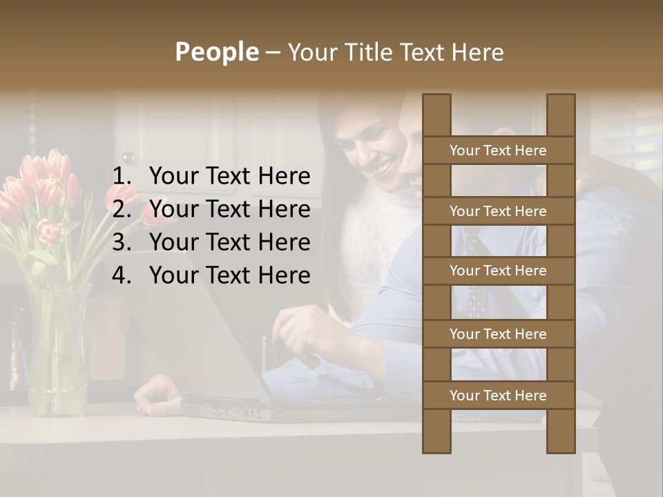 A Man And Woman Looking At A Laptop Screen PowerPoint Template