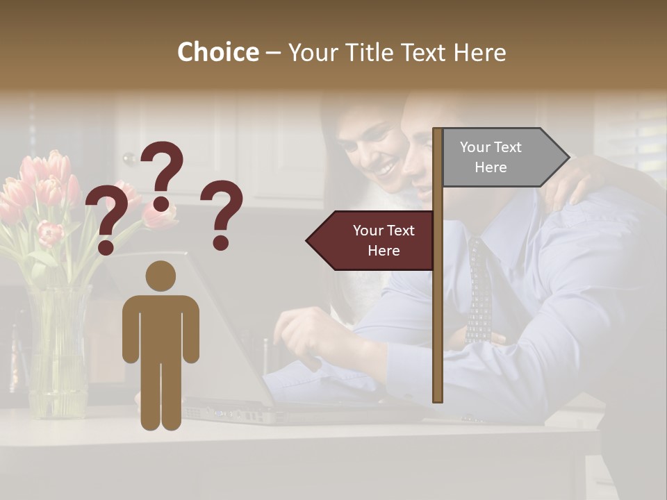 A Man And Woman Looking At A Laptop Screen PowerPoint Template