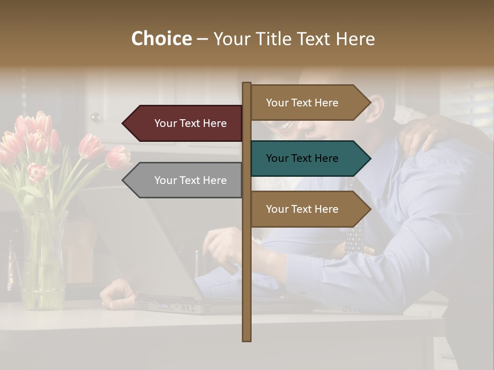A Man And Woman Looking At A Laptop Screen PowerPoint Template