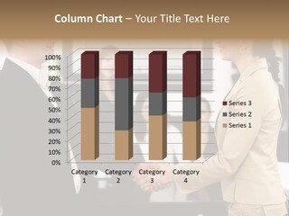 A Man And Woman Shaking Hands In Front Of A Group Of People PowerPoint Template