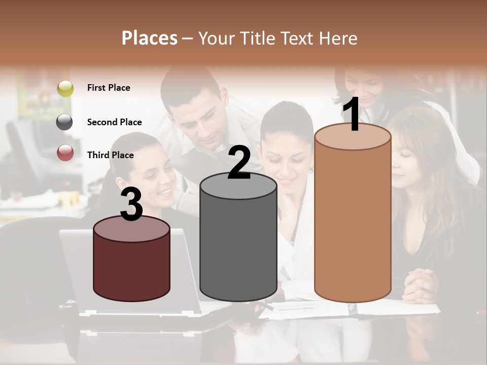 A Group Of People Looking At A Laptop PowerPoint Template