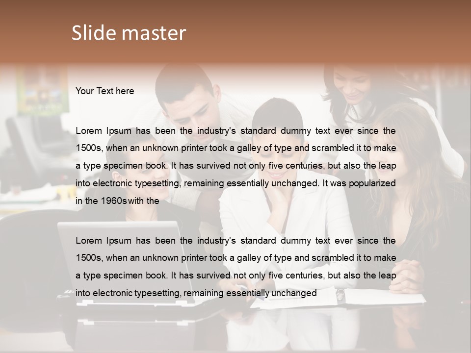A Group Of People Looking At A Laptop PowerPoint Template