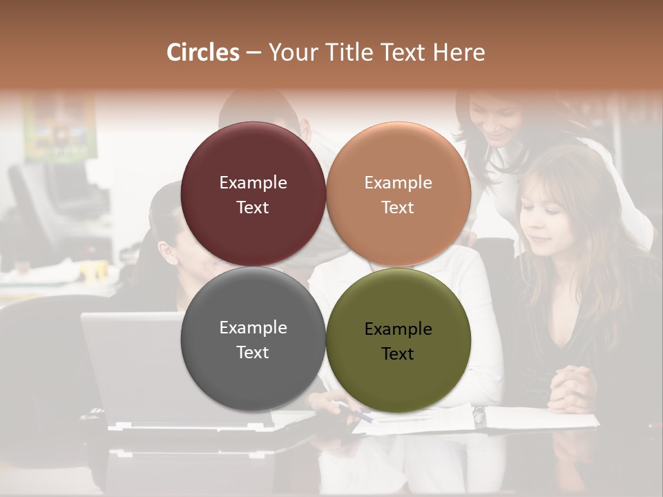 A Group Of People Looking At A Laptop PowerPoint Template