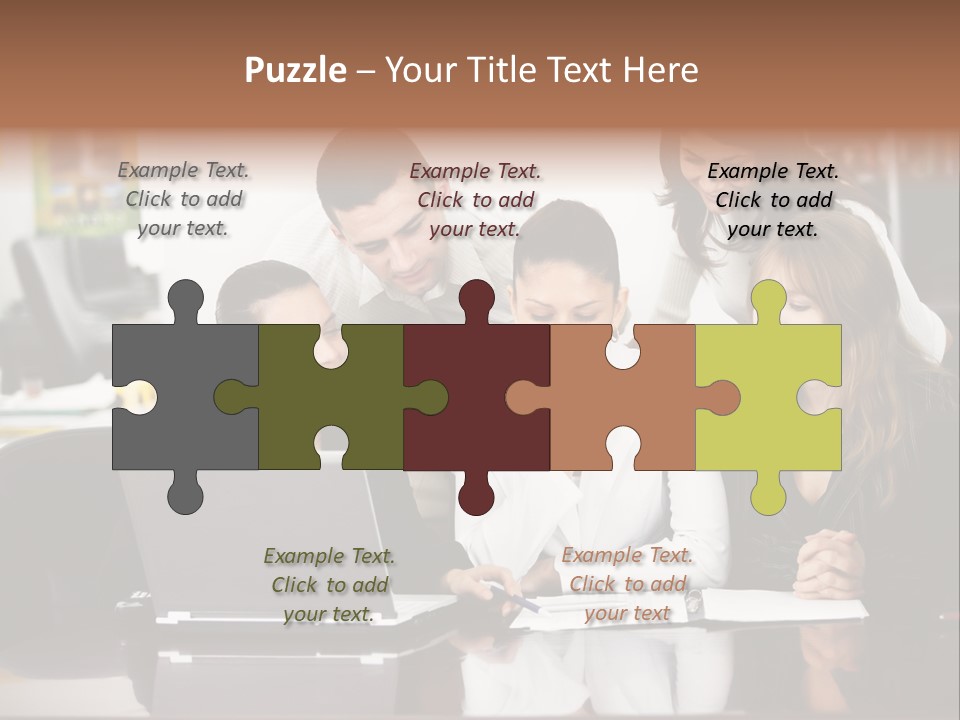 A Group Of People Looking At A Laptop PowerPoint Template