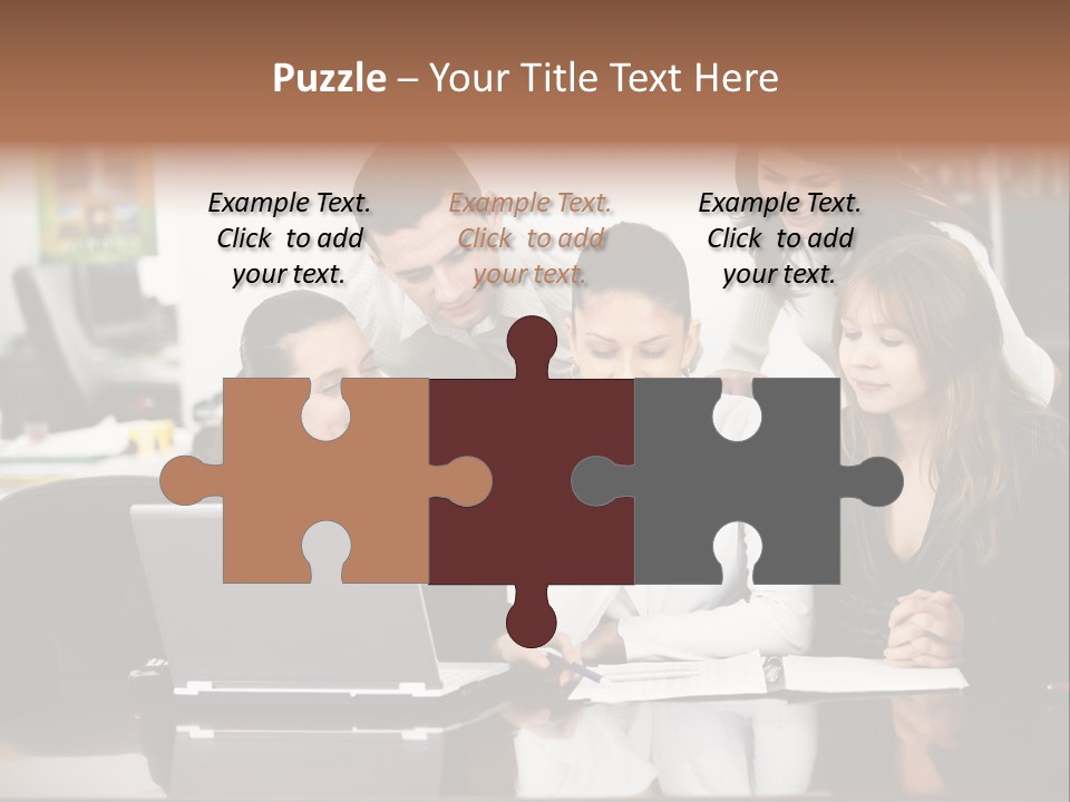 A Group Of People Looking At A Laptop PowerPoint Template