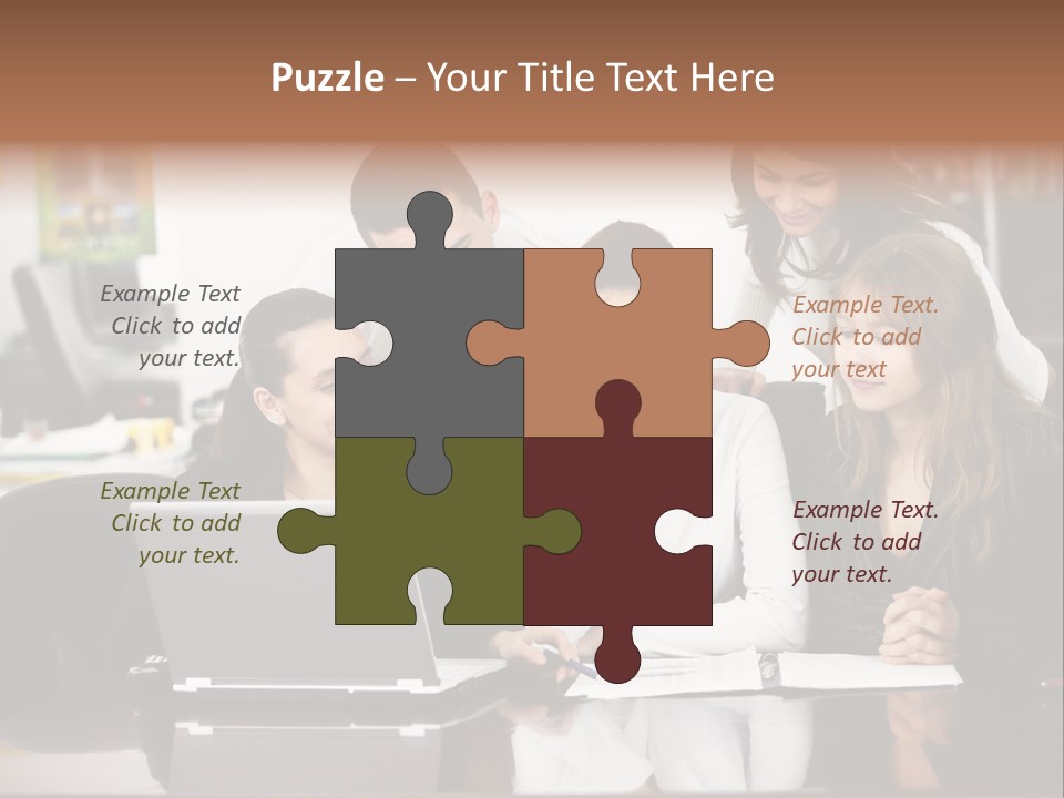 A Group Of People Looking At A Laptop PowerPoint Template