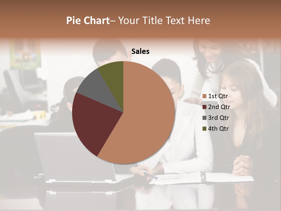 A Group Of People Looking At A Laptop PowerPoint Template