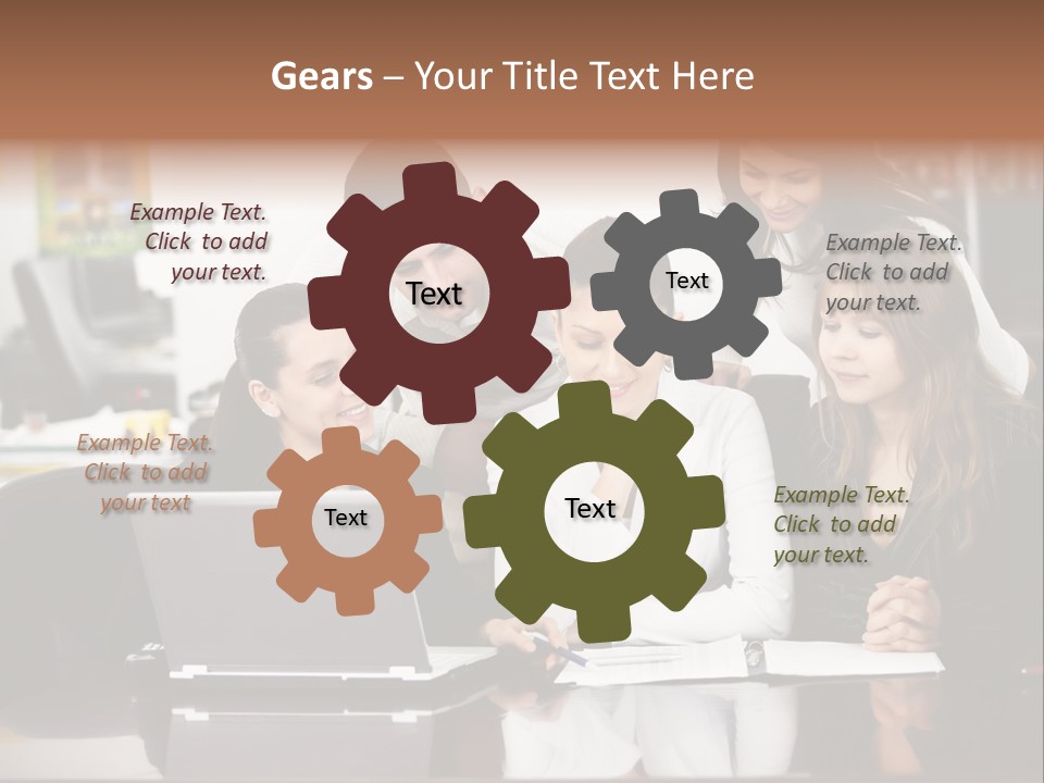 A Group Of People Looking At A Laptop PowerPoint Template