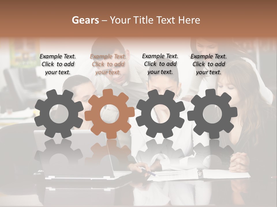 A Group Of People Looking At A Laptop PowerPoint Template