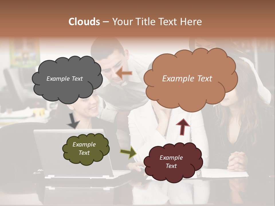 A Group Of People Looking At A Laptop PowerPoint Template