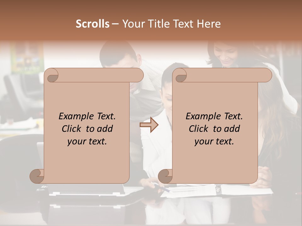 A Group Of People Looking At A Laptop PowerPoint Template