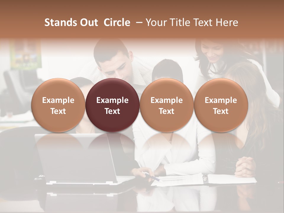 A Group Of People Looking At A Laptop PowerPoint Template