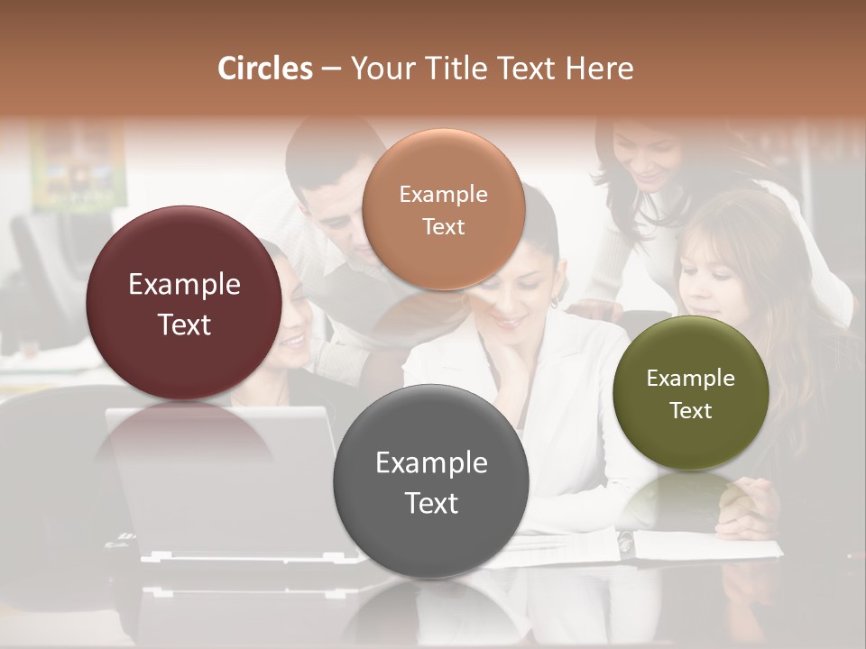 A Group Of People Looking At A Laptop PowerPoint Template