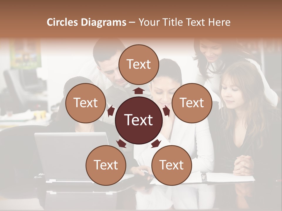 A Group Of People Looking At A Laptop PowerPoint Template