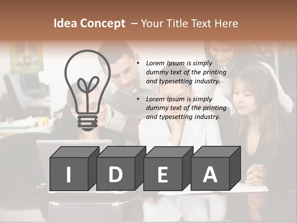 A Group Of People Looking At A Laptop PowerPoint Template