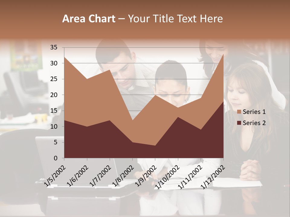 A Group Of People Looking At A Laptop PowerPoint Template