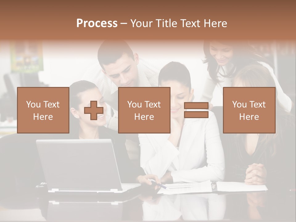 A Group Of People Looking At A Laptop PowerPoint Template
