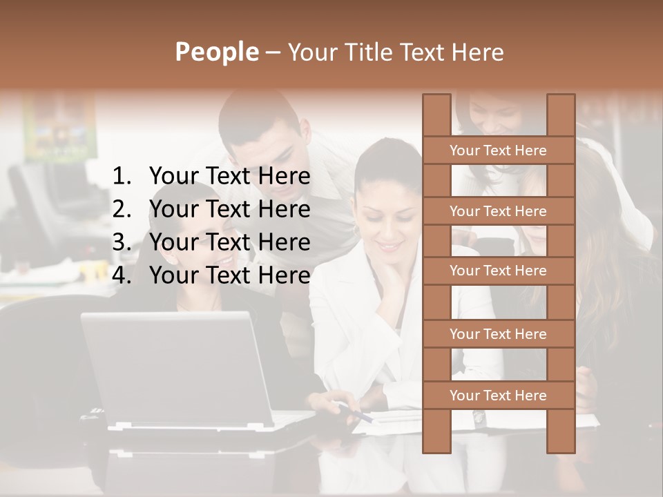A Group Of People Looking At A Laptop PowerPoint Template