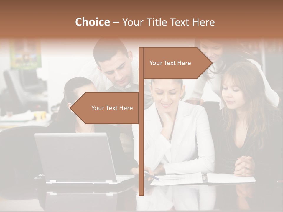 A Group Of People Looking At A Laptop PowerPoint Template
