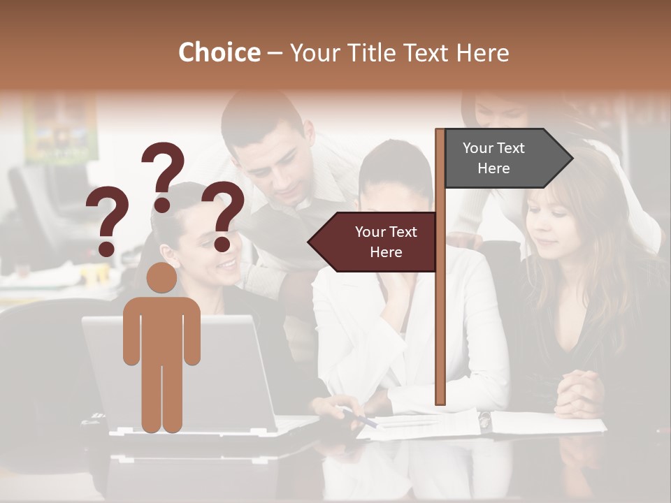 A Group Of People Looking At A Laptop PowerPoint Template