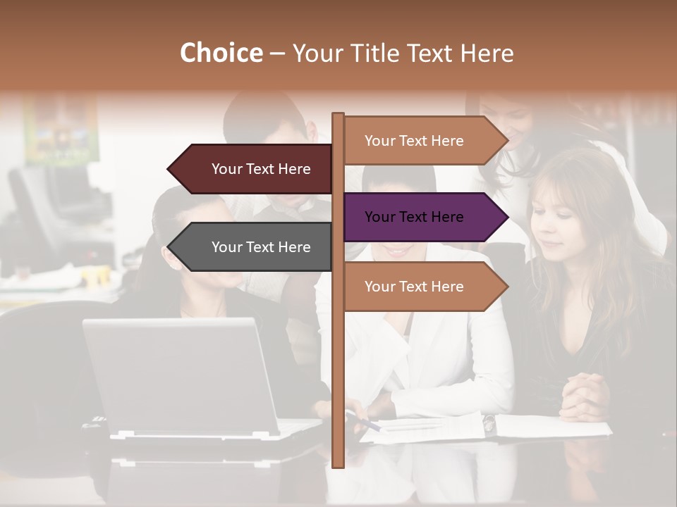 A Group Of People Looking At A Laptop PowerPoint Template