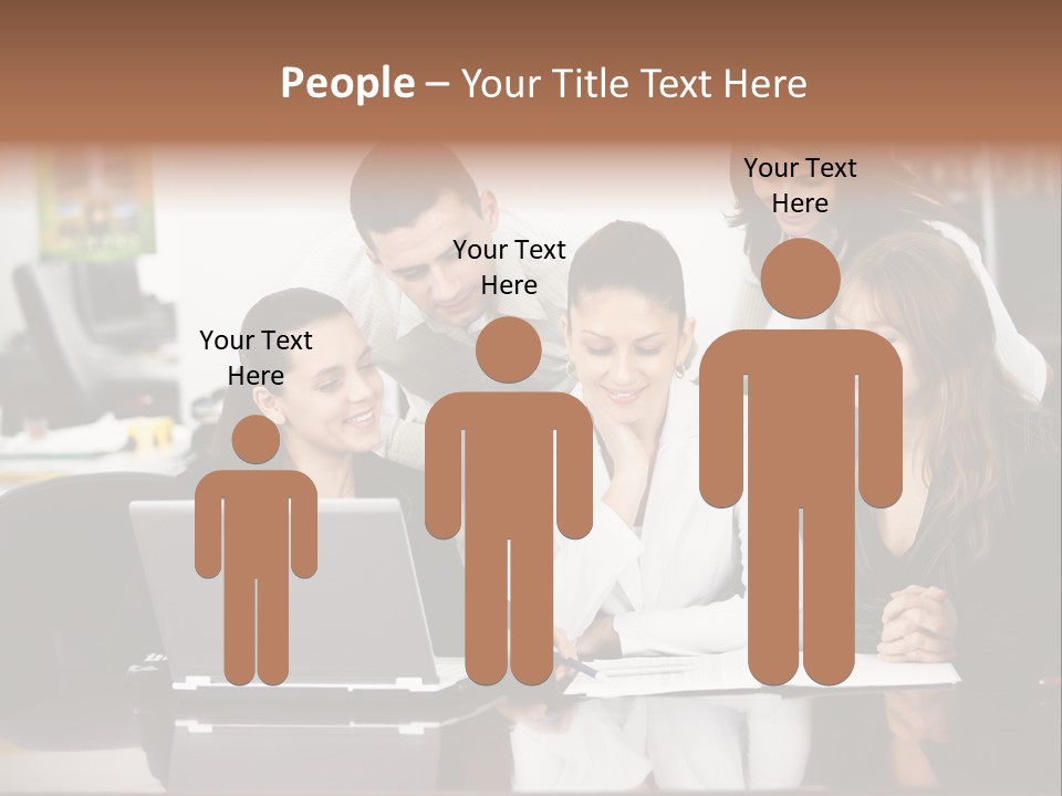 A Group Of People Looking At A Laptop PowerPoint Template