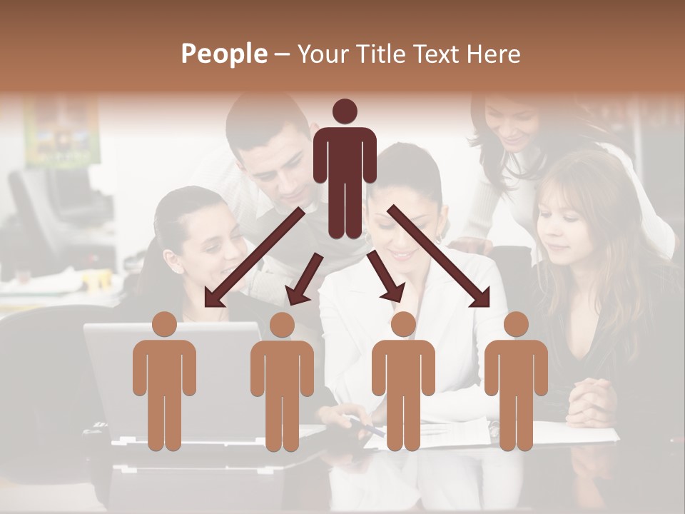 A Group Of People Looking At A Laptop PowerPoint Template