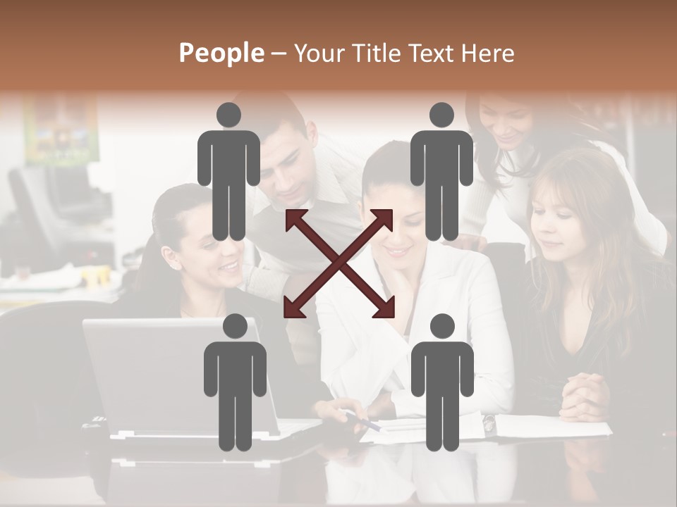 A Group Of People Looking At A Laptop PowerPoint Template